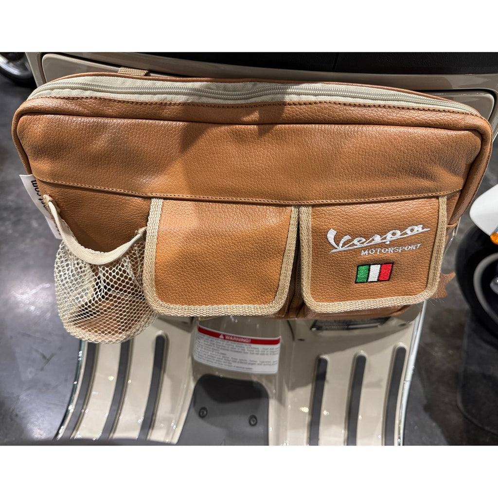 *TAN LEATHER* GLOVE BOX BAG TAN VESPA GTS 200-300 GTS310 PRIMAVERA, SPRINT, PX **SCOOTERWEST EXCLUSIVE**
