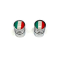 ITALIAN FLAG CHROME TIRE VALVE STEM CAPS  **PAIR**