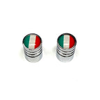 ITALIAN FLAG CHROME TIRE VALVE STEM CAPS  **PAIR**