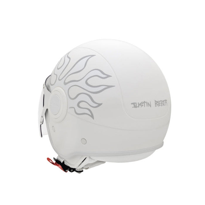 JUSTIN BIEBER X VESPA VJ HELMET WHITE W/FLAMES CLEAR EXTERNAL
