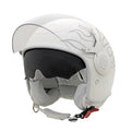 JUSTIN BIEBER X VESPA VJ HELMET WHITE W/FLAMES CLEAR EXTERNAL VISOR W/SMOKE INNER VISOR **CLOSEOUT**