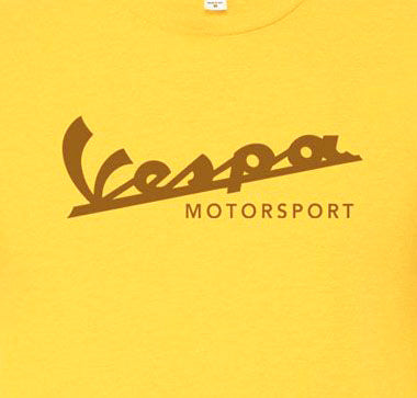 YELLOW GOLDENROD VESPA MOTORSPORT TEAM SAN DIEGO T-SHIRT **SUPER SALE**