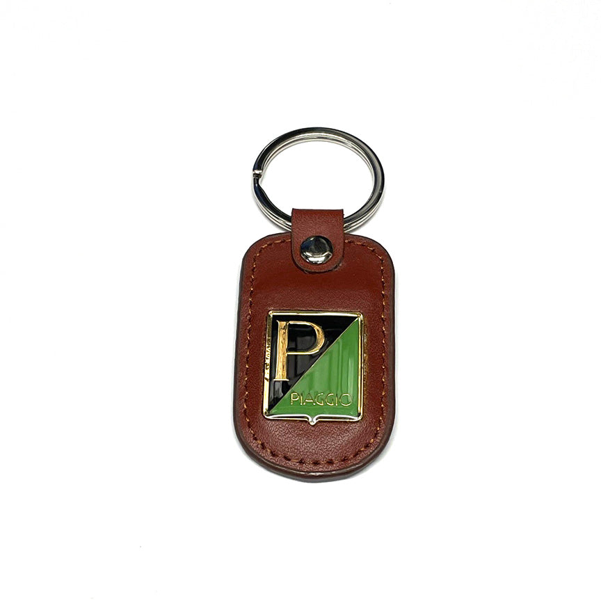 BROWN LEATHER PIAGGIO SHIELD KEYCHAIN (VESPA) **SUPER SALE**