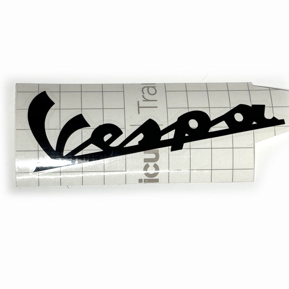 BLACK STICKER VESPA 6" SCRIPT DIE-CUT VINYL MEDIUM SIZE
