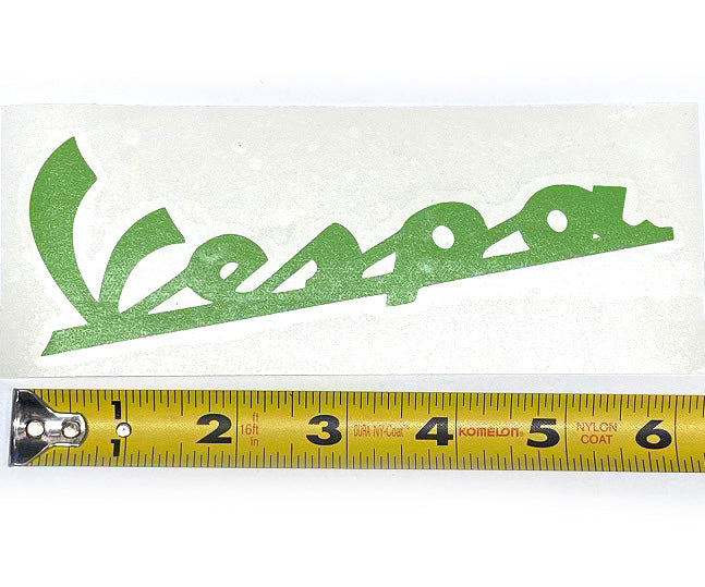 STICKER VESPA 6" SCRIPT DIE-CUT VINYL MEDIUM SIZE GREEN