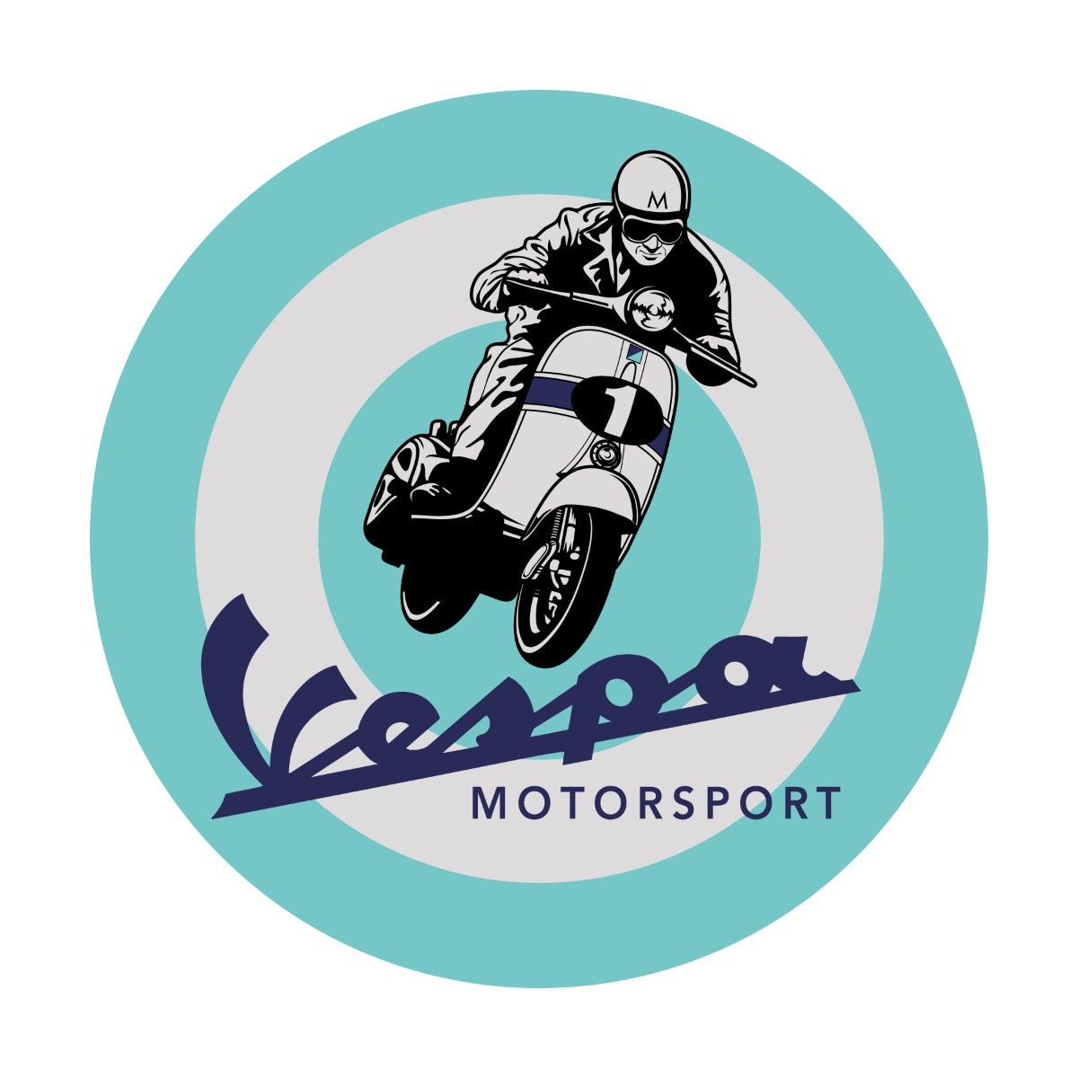 2.5 INCH Vespa Motorsport Round Sticker Green