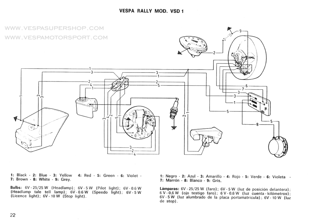 AC Wiring Harness VESPA VNB/VBB/GL/GS/SS/Sprint/Super