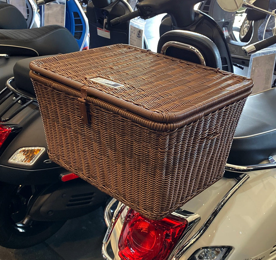 Wicker Top Case PICNIC Basket w/BAG*Dark Brown* Large 26 LITER SIZE FITS GREAT ON VESPA GTS