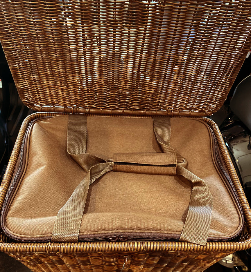 Wicker Top Case PICNIC Basket w/BAG*Dark Brown* Large 26 LITER SIZE FITS GREAT ON VESPA GTS