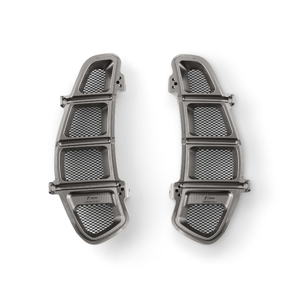 RIZOMA AIR INLET GRILL TITANIUM/GREY ALUMINUM GLOVEBOX VESPA GT/GTS/GTS HPE 2005-2022 (PAIR) **CLOSEOUT**