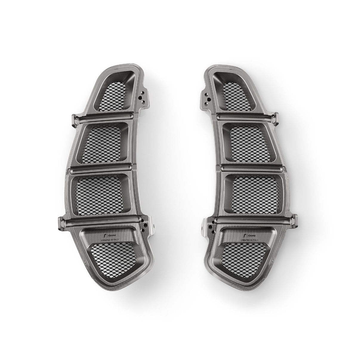 RIZOMA AIR INLET GRILL TITANIUM/GREY ALUMINUM GLOVEBOX VESPA GT/GTS/GTS HPE 2005-2022 (PAIR) **CLOSEOUT**
